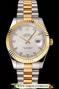 Rolex Datejust White Dial Gold Bezel Stainless Steel Case Two Tone Bracelet En122510