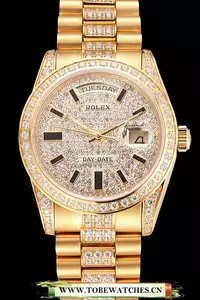 Rolex Day Date Yellow Gold Diamond Pave En123400