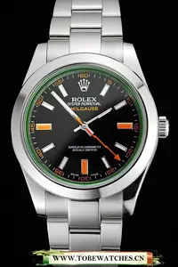Rolex Milgauss Black Dial Orange Markings Stainless Steel Case And Bracelet En123008