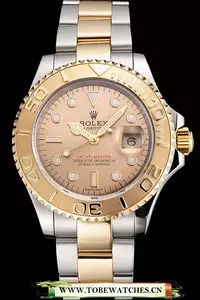 Rolex Yacht Master Champagne Dial Gold Bezel Stainless Steel Case Two Tone Bracelet En123005