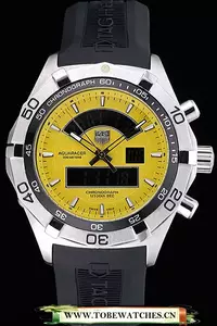 Tag Heuer Aquaracer Chronotimer Yellow Dial Black Rubber Band En60310