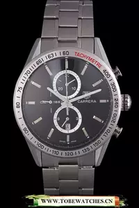 Tag Heuer Carrera Tachymeter Bezel Black Dial Stainless Steel Strap En58249