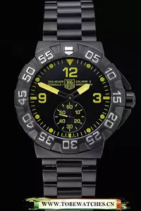 Tag Heuer Formula One Grande Date Black Dial Yellow Numerals Ion Plated Steinless Steel Bracele En60189