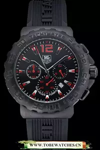 Tag Heuer Formula 1 Chronograph Black Dial Black Bezel Red Numerals En60302