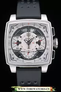 Tag Heuer Monaco Black Green Perforated Leather Strap White Dial En59251