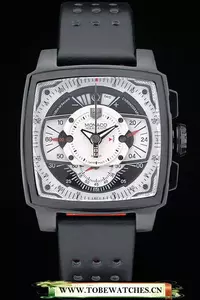 Tag Heuer Monaco Black Red Perforated Leather Strap White Dial En59252