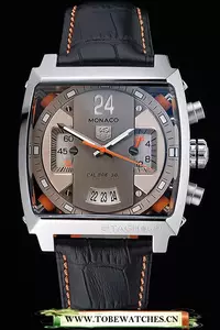 Tag Heuer Monaco 24 Calibre 36 Chronograph Gold And Beige Dial Black Leather Strap En60170
