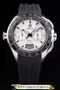 Tag Heuer Slr Tachymeter Bezel Black Rubber Strap White Dial En58074