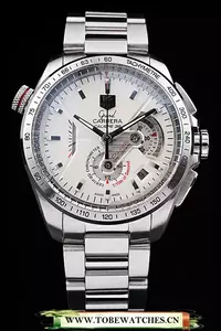 Tag Heuer Carrera Tachymeter Bezel Stainless Steel White Dial En58079