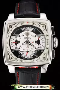 Tag Heuer Monaco Black Perforated Leather Strap White Dial En115413
