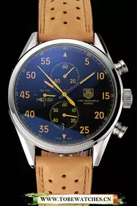 Tag Heuer Carrera Spacex Silver Bezel With Black Dial And Light Brown Leather Strap En117628
