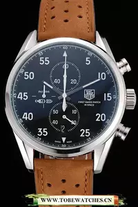Tag Heuer Carrera Spacex Silver Bezel With Black Dial And Light Brown Leather Strap En117629