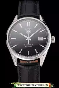 Tag Heuer Carrera Calibre 5 Black Dial Stainless Steel Case Black Leather Strap En121634