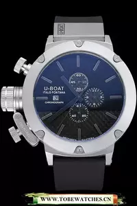 U Boat Italo Fontana Black Carbon Dial Grey Hour Marks Stainless Steel Case Rubber Bracelet En60633