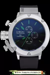 U Boat Italo Fontana Black Carbon Dial Green Hour Marks Stainless Steel Case Rubber Bracelet En60635