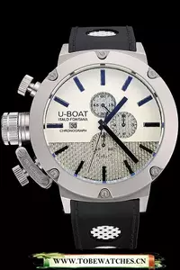 U Boat Italo Fontana White Dial Stainless Steel Case Black Leather Bracelet En60641