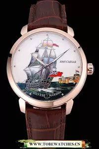 Ulysse Nardin Classico Hms Caesar Limited Edition White Dial Brown Leather Strap En60319