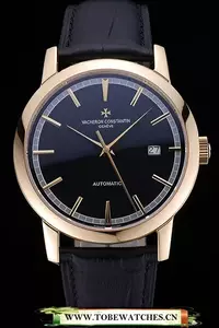 Vacheron Constantin Patrimony Traditionnelle Gold Case Black Leather Bracelet En60447