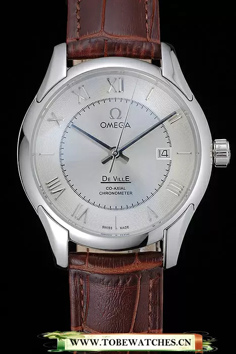 Omega DeVille Silver Dial Stainless Steel Case Brown Leather Strap En120973
