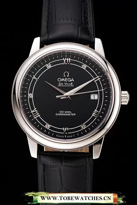 Omega De Ville Prestige Black Dial Stainless Steel Case Black Leather Strap En123362