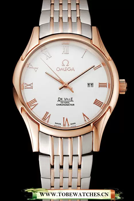 Omega De Ville White Dial Rose Gold Case Two Tone Bracelet En123886