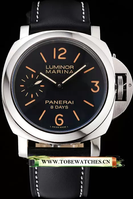 Panerai Luminor Marina 8 Days Black Dial Stainless Steel Case Black Leather Strap En122048