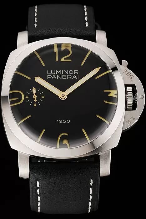 Panerai Luminor 1950 Black Dial Stainless Steel Case Black Leather Strap En123958