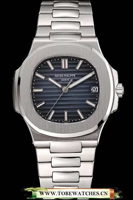 Patek Philippe Nautilus Black Blue Dial Stainless Steel Bracelet En124564