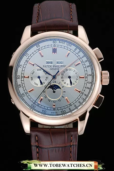 Patek Philippe Grand Complications White Dial Brown Leather Bracelet En59112
