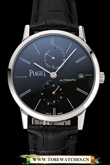 Piaget Altiplano Date Black Dial Stainless Steel Case Black Leather Strap En123375
