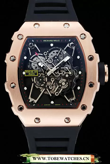 Richard Mille RM 35 01 Rafael Nadal Gold Case Black Rubber Bracelet En125400