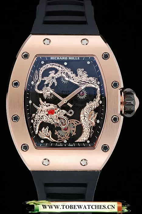 Richard Mille RM 057 Tourbillon Dragon Jackie Chan Gold Case Black Rubber Bracelet En125403