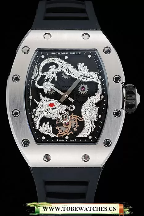 Richard Mille RM 057 Tourbillon Dragon Jackie Chan Silver Case Black Rubber Bracelet En125404