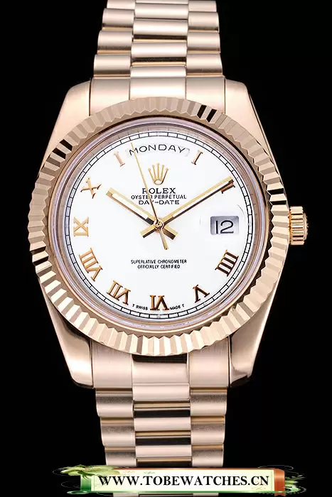 Rolex Day Date White Dial Rose Gold Bracelet En60435