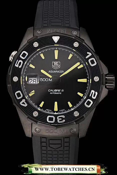 Tag Heuer Aquaracer Calibre 5 Black Dial Black Bezel Black Case Black Rubber Strap En122160