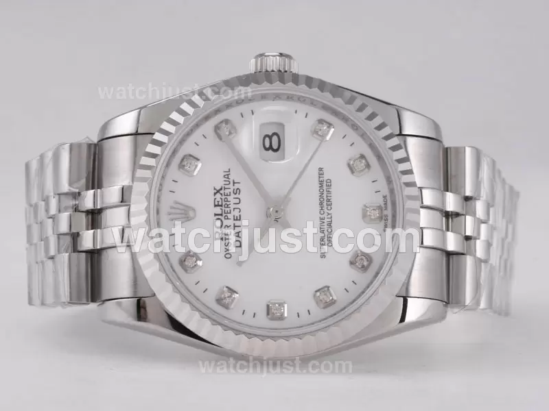 Rolex Datejust Automatic Movement With White Dial Diamond Marking En26931