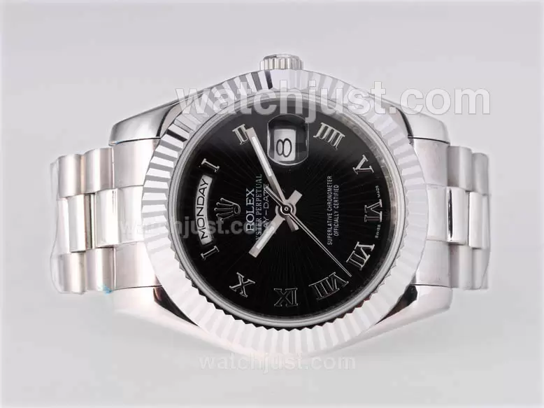 Rolex Day Date II Automatic Roman Marking With Black Dial En25386
