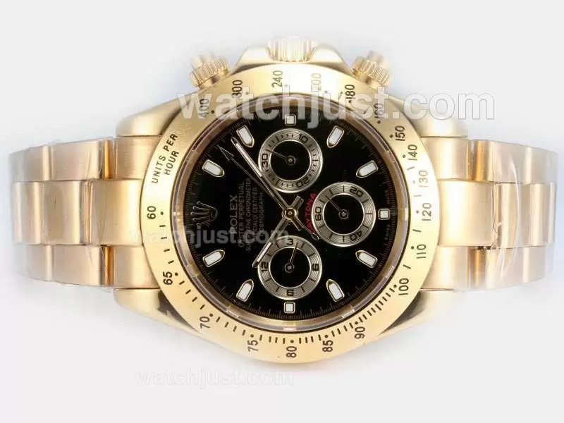 Rolex Daytona Automatic  Full Gold Plated With Black Dial En17711