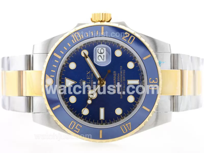 Rolex Submariner Automatic  Gold Plated Two Tone With Blue Dial Blue Ceramic Bezel En35051