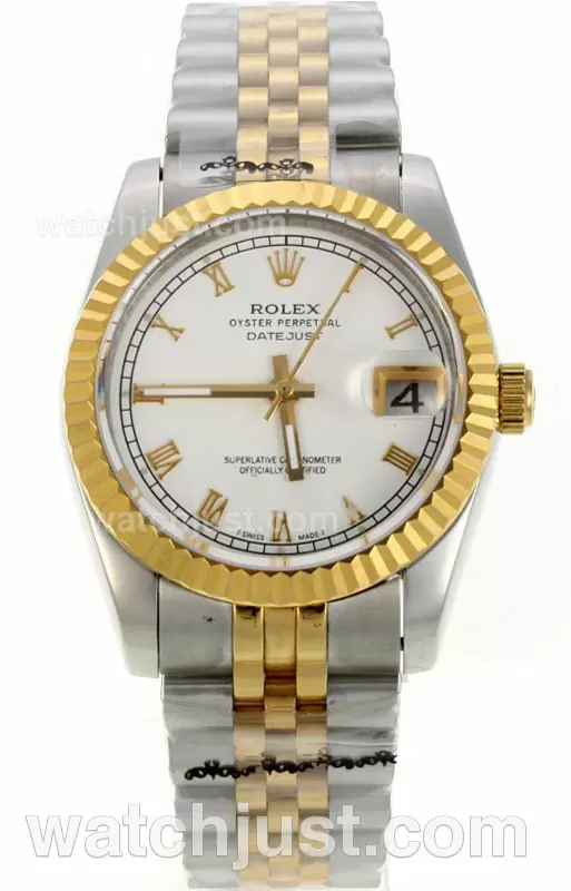 Rolex Datejust Automatic Two Tone Stick Markers With White Dial  Plated Gold Movement En129402