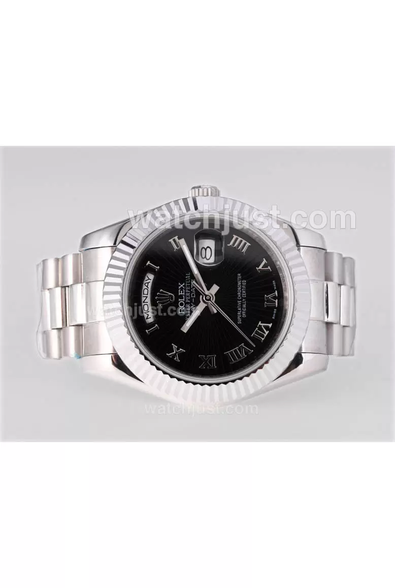 Rolex Day Date Ii Automatic Roman Marking With Black Dial En25386