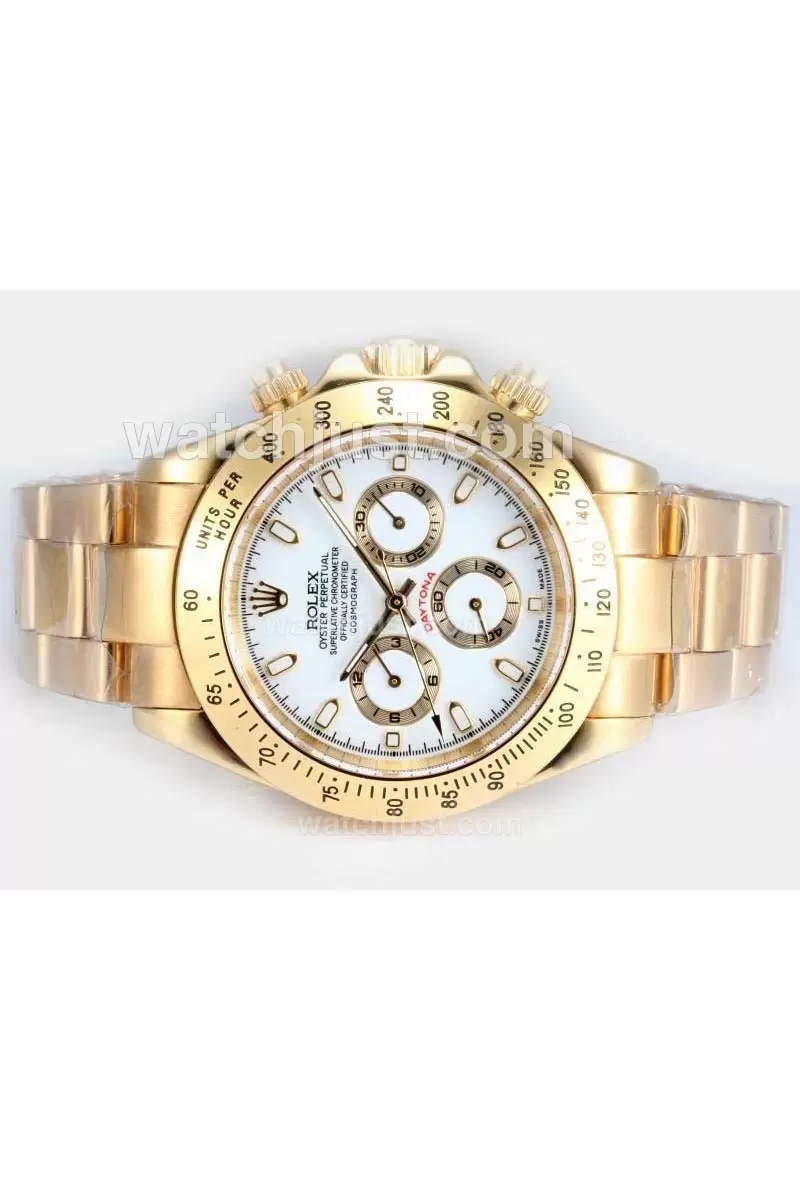 Rolex Daytona Automatic  Full Gold Plated With White Dial En17710