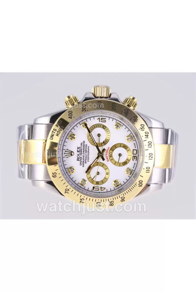 Rolex Daytona Automatic Two Tone Diamond Marking With White Dial En20938
