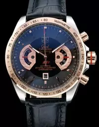 Swiss Tag Heuer Carrera Stainless Steel Case Black Dial Black Leather Strap Watch Brands Tagh4123