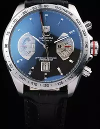 Swiss Tag Heuer Carrera Tachymeter Bezel Black Dial Black Leather Strap Watch Brands Tagh4128