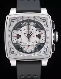 Swiss Tag Heuer Monaco Black Green Perforated Leather Strap White Dial Watch Brands Tagh4150