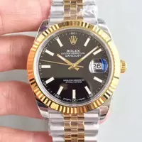 Swiss Rolex Datejust Two Tone Stick Markers With Black Dial Rol20807