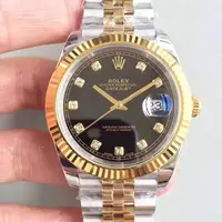 Swiss Rolex Datejust Black Dial Stainless Steel Case Gold Bezel Two Tone Bracelet Rol20812