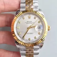 Swiss Rolex Datejust White Dial Stainless Steel Case Gold Bezel Two Tone Bracelet Rol20813