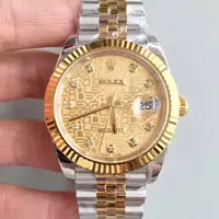 Swiss Rolex Datejust Gold Dial Stainless Steel Case Gold Bezel Two Tone Bracelet Rol20815
